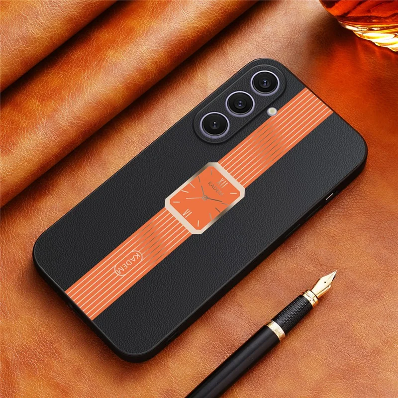 KADEM For Samsung Galaxy S25+ Case Leather+TPU+Acrylic Anti-Scratch Phone Cover - Orange