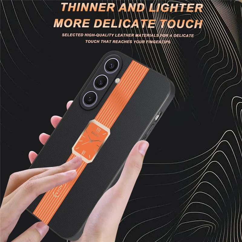 KADEM For Samsung Galaxy S25+ Case Leather+TPU+Acrylic Anti-Scratch Phone Cover - Orange
