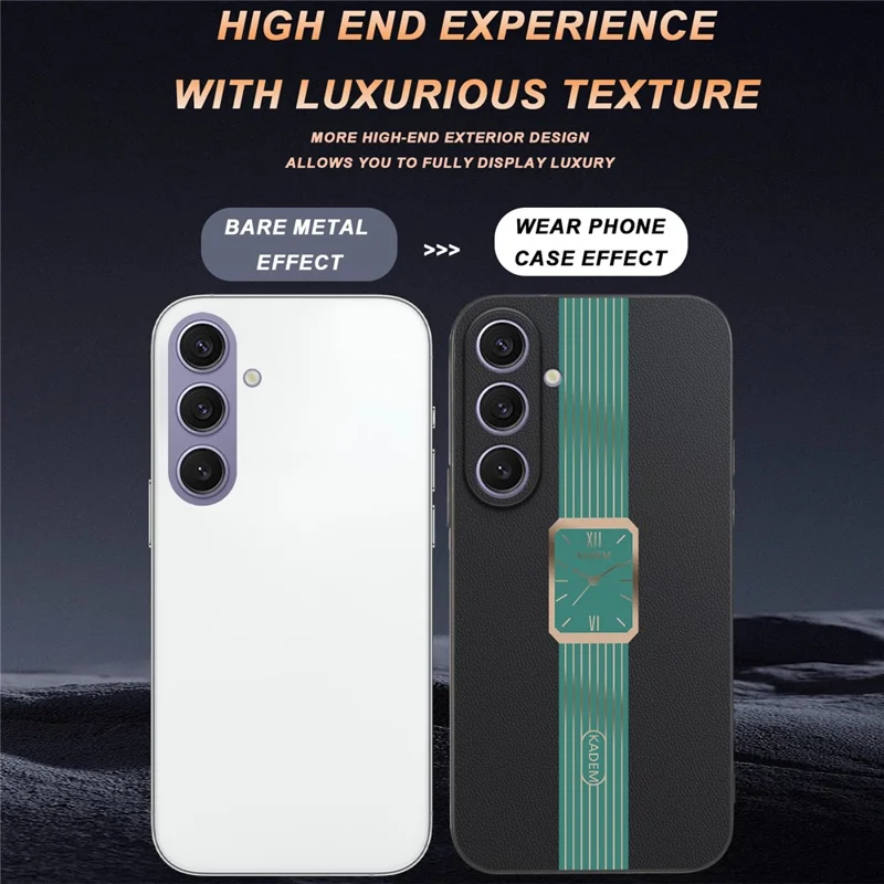 KADEM For Samsung Galaxy S25+ Case Leather+TPU+Acrylic Anti-Scratch Phone Cover - Orange