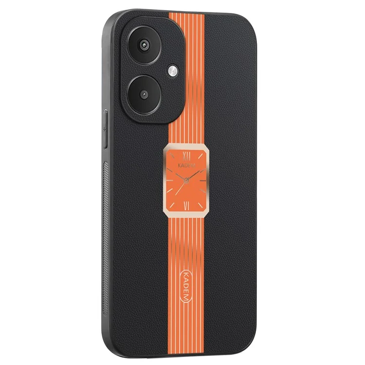 Étui KADEM pour Xiaomi Redmi 13C 5G / 13R 5G / Poco M6 5G en cuir + TPU + acrylique anti-rayures - Orange