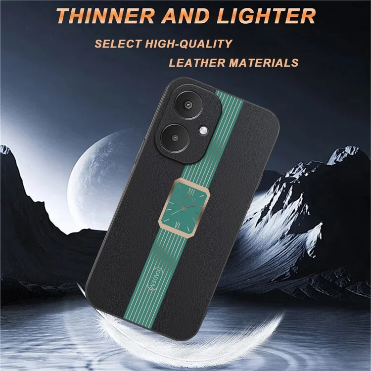 Étui KADEM pour Xiaomi Redmi 13C 5G / 13R 5G / Poco M6 5G en cuir + TPU + acrylique anti-rayures - Orange