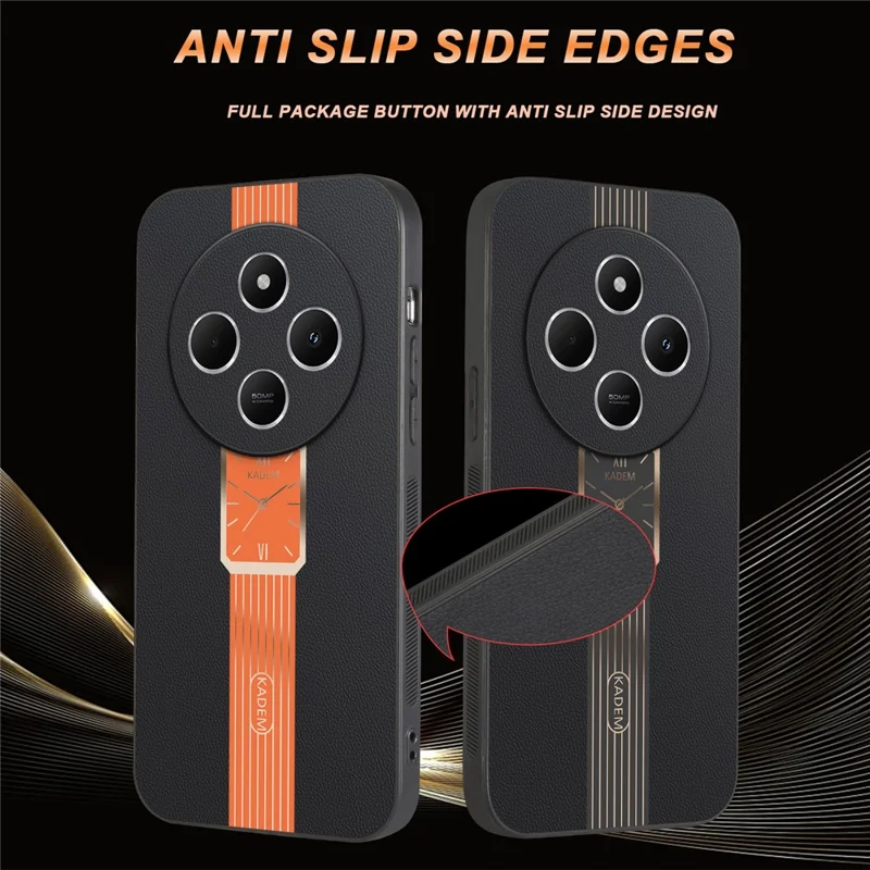 Funda para Xiaomi Redmi 14C 4G / 14R 5G / Poco C75 4G de KADEM, de cuero+TPU+acrílico, a prueba de arañazos - Naranja