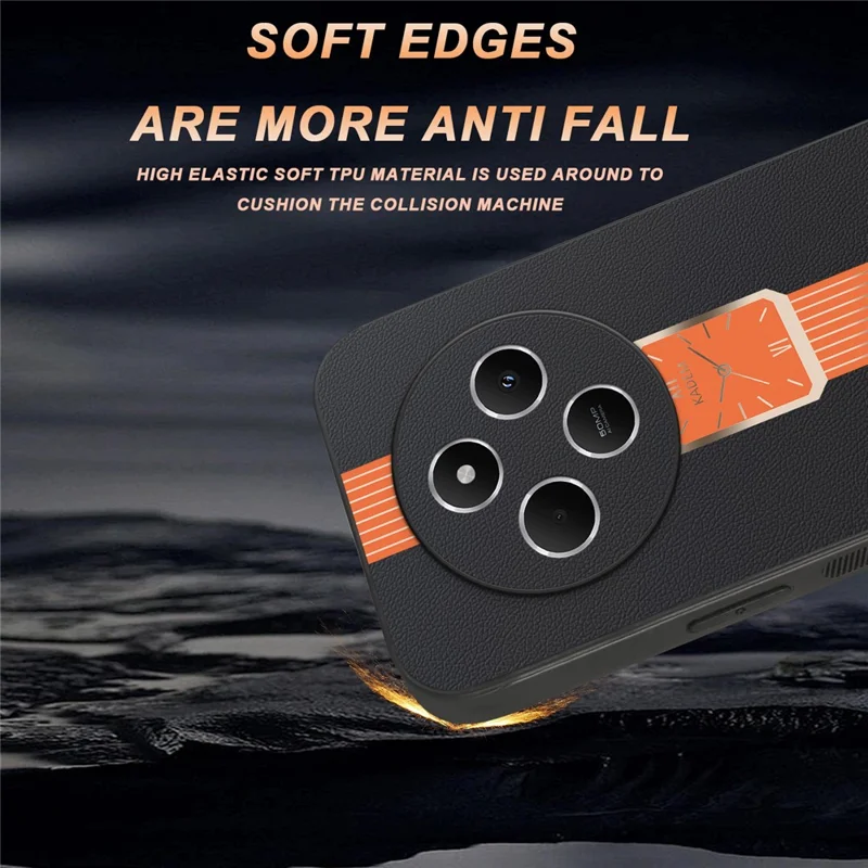 Funda para Xiaomi Redmi 14C 4G / 14R 5G / Poco C75 4G de KADEM, de cuero+TPU+acrílico, a prueba de arañazos - Naranja