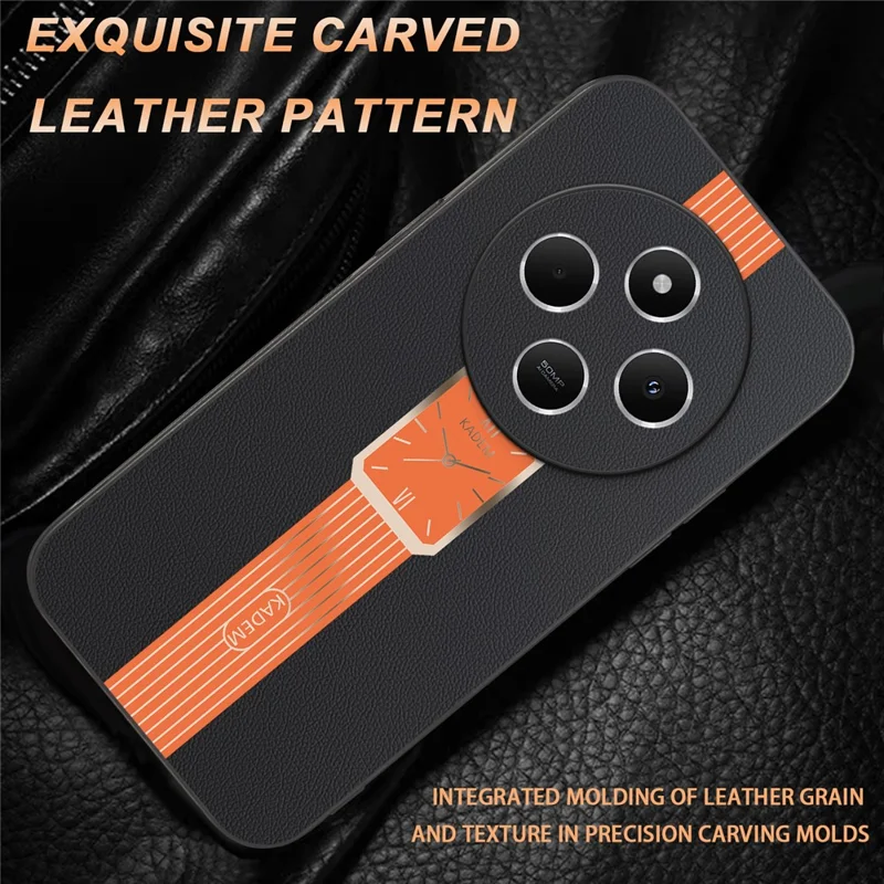 Funda para Xiaomi Redmi 14C 4G / 14R 5G / Poco C75 4G de KADEM, de cuero+TPU+acrílico, a prueba de arañazos - Naranja