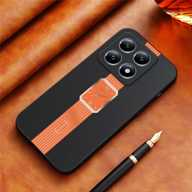 KADEM Hülle für Xiaomi 14T Pro, Leder + TPU + Acryl, Kratzfest - Orange