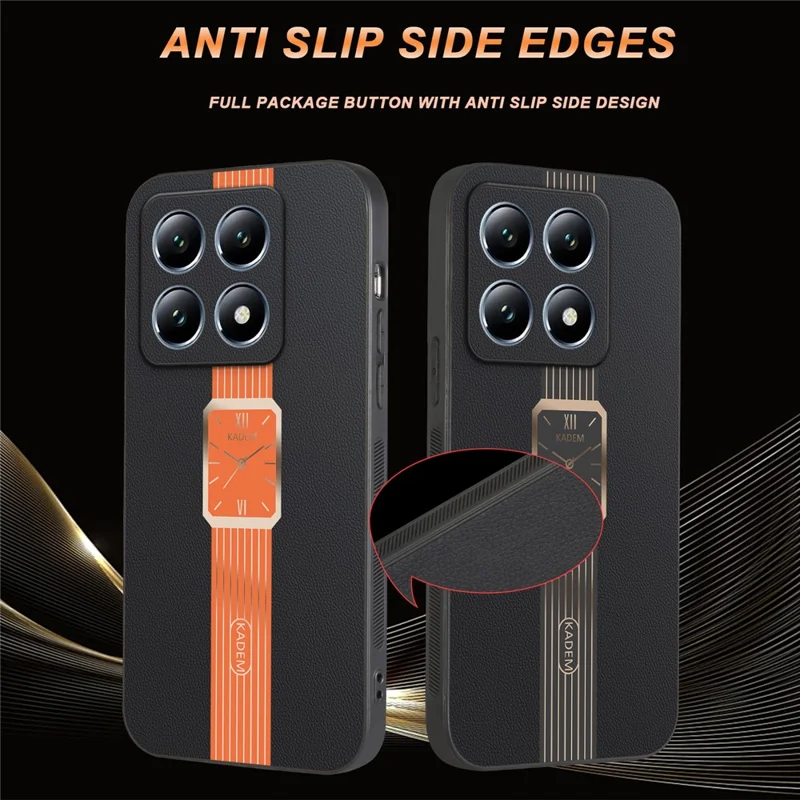 KADEM Hülle für Xiaomi 14T Pro, Leder + TPU + Acryl, Kratzfest - Orange