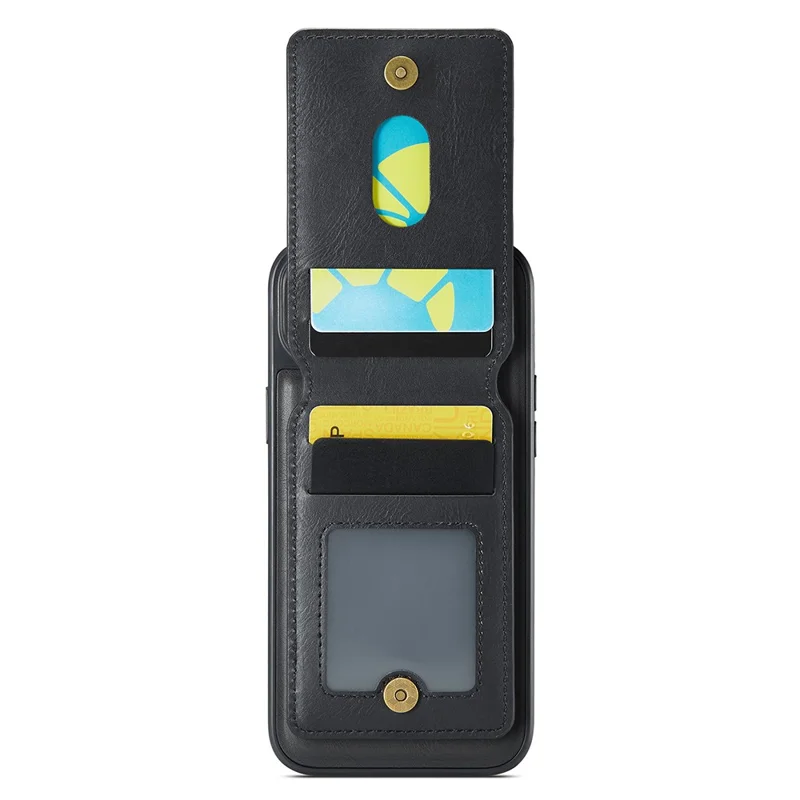 MAGKING K1 Series For iPhone 15 Magnetic Case PC+TPU+PU Phone Cover with Card Holder - Black