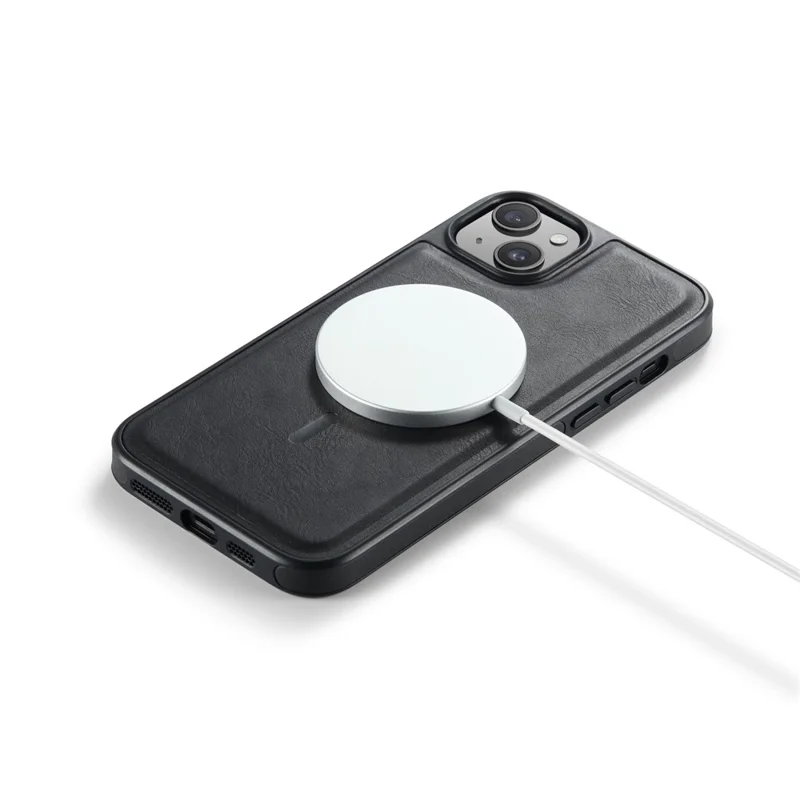 MAGKING K1 Series Custodia magnetica per iPhone 15 in PC+TPU+Pelle PU - Nero