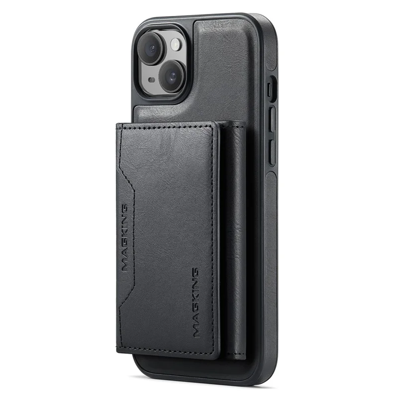 MAGKING K2 Series For iPhone 15 Case Compatible with MagSafe PC+TPU+PU Phone Cover - Black