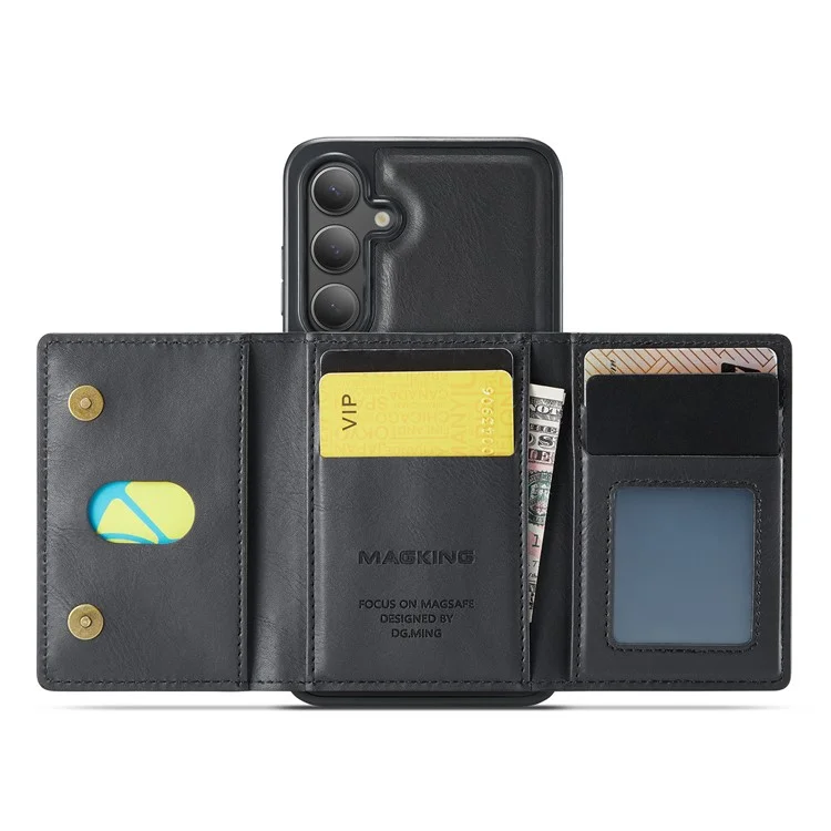 Чехол для Samsung Galaxy S24 серии MAGKING K2, совместимый с MagSafe, PC+TPU+PU - Черный