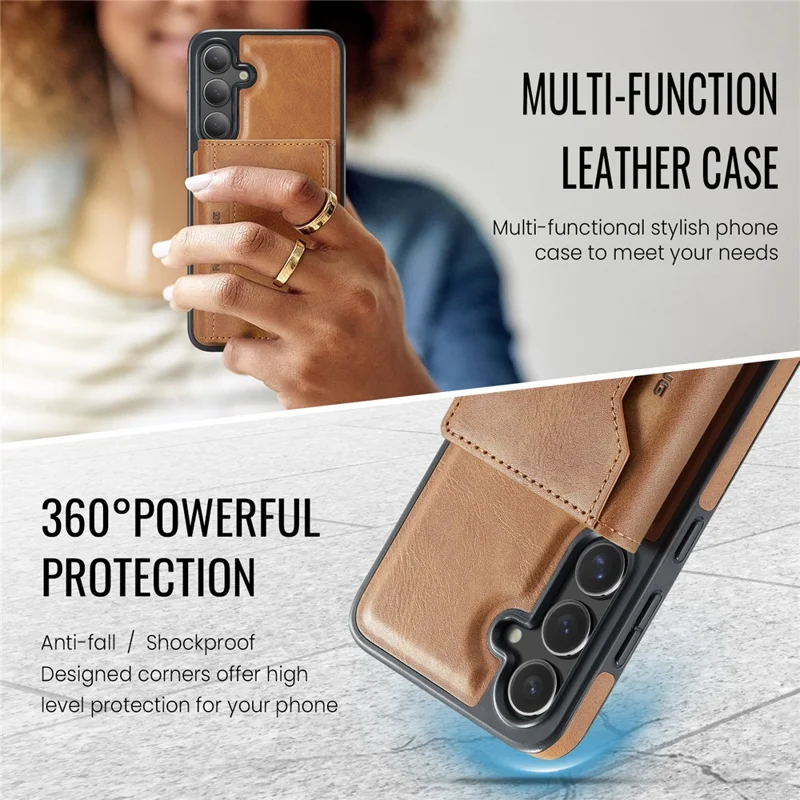 MAGKING K2 Series For Samsung Galaxy S24 Magnetic Case PC+TPU+PU Phone Cover - Brown