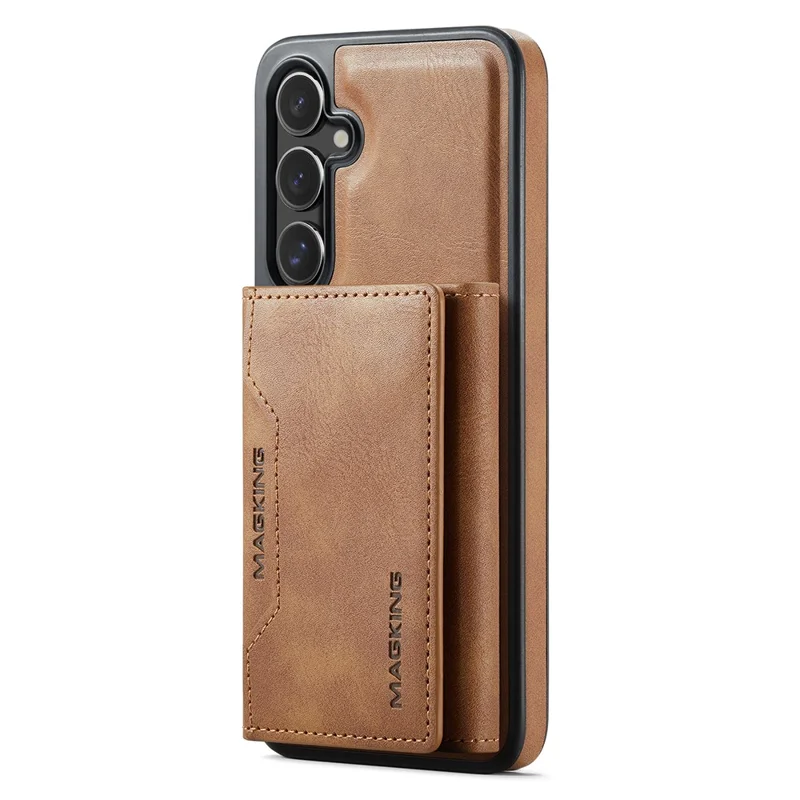 MAGKING K2 Series For Samsung Galaxy S24 Magnetic Case PC+TPU+PU Phone Cover - Brown
