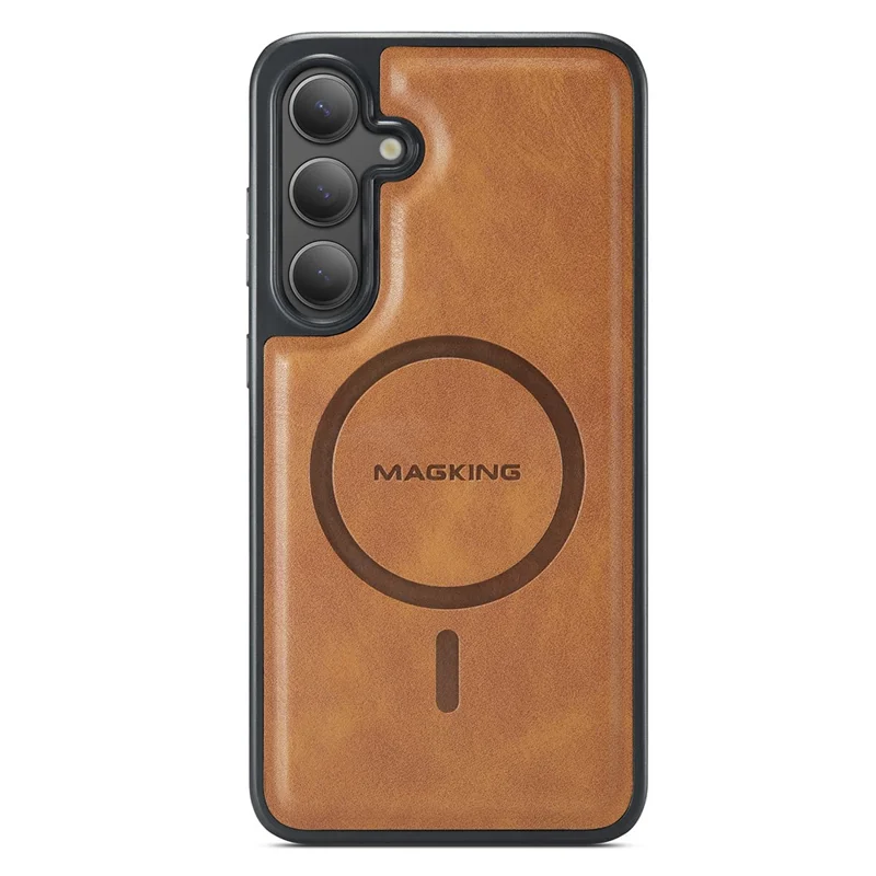 MAGKING K2 Series For Samsung Galaxy S24 Magnetic Case PC+TPU+PU Phone Cover - Brown