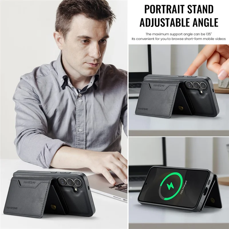 Custodia MAGKING K2 Series per Samsung Galaxy S24+ compatibile con MagSafe PC+TPU+PU - Nera