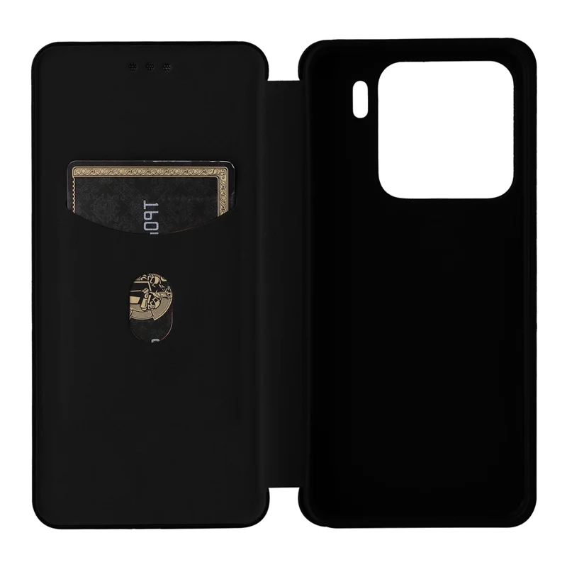 For Xiaomi 15 Case Carbon Fiber Texture Drop-Proof PU Leather Phone Cover - Black