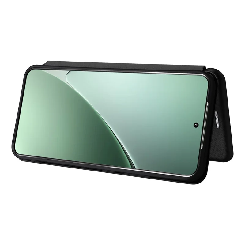 For Xiaomi 15 Case Carbon Fiber Texture Drop-Proof PU Leather Phone Cover - Black