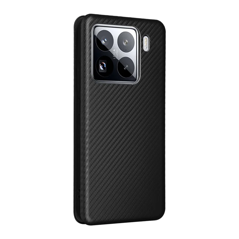 For Xiaomi 15 Case Carbon Fiber Texture Drop-Proof PU Leather Phone Cover - Black