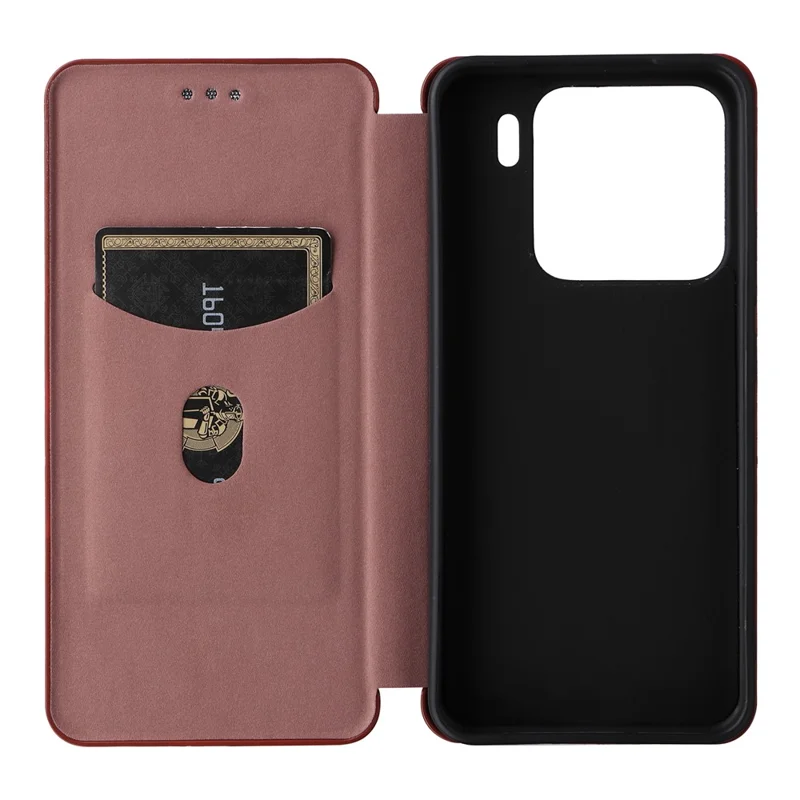 For Xiaomi 15 Case Carbon Fiber Texture Drop-Proof PU Leather Phone Cover - Brown