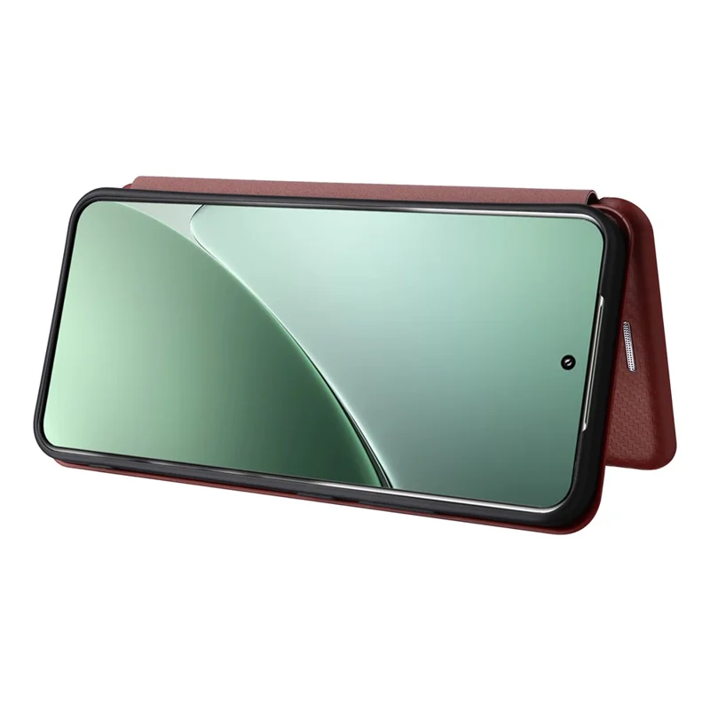 For Xiaomi 15 Case Carbon Fiber Texture Drop-Proof PU Leather Phone Cover - Brown