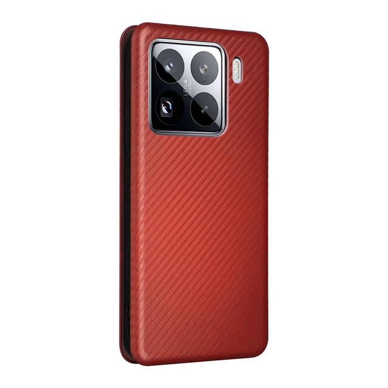 For Xiaomi 15 Case Carbon Fiber Texture Drop-Proof PU Leather Phone Cover - Brown