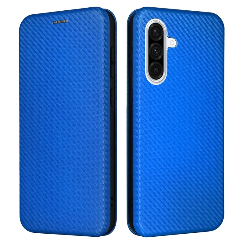 For Samsung Galaxy A36 5G Case Carbon Fiber Texture Drop-Proof PU Leather Phone Cover - Blue