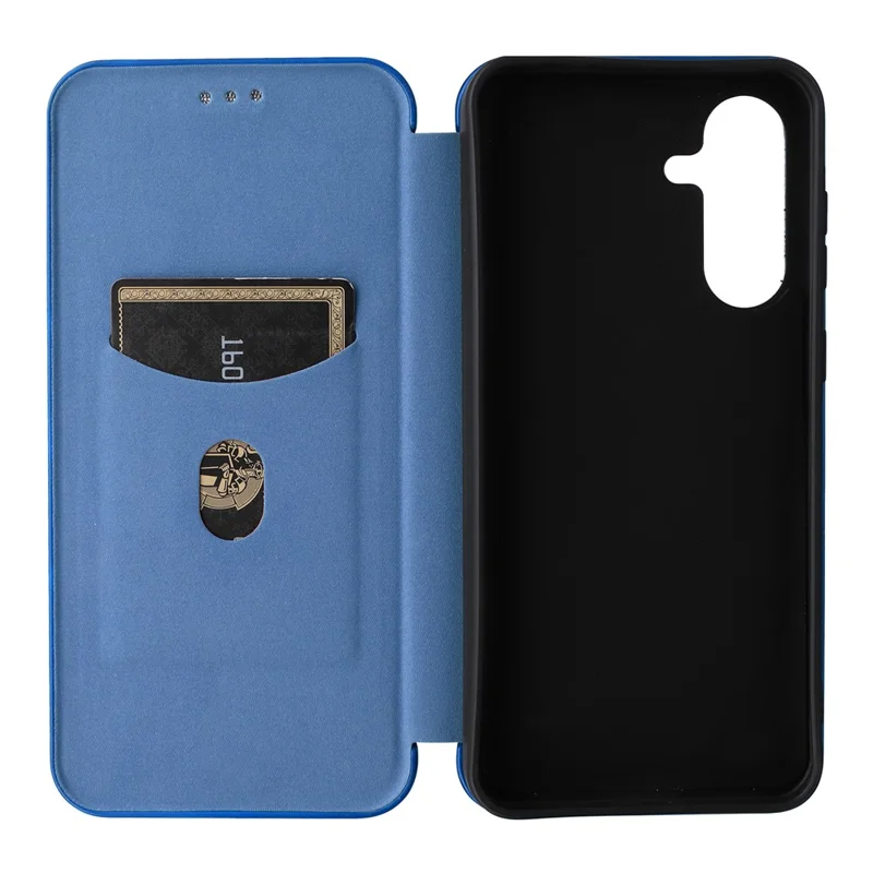 For Samsung Galaxy A36 5G Case Carbon Fiber Texture Drop-Proof PU Leather Phone Cover - Blue