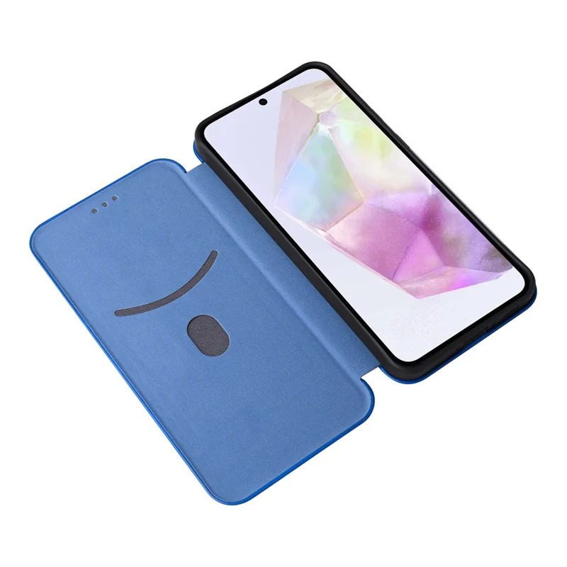 For Samsung Galaxy A36 5G Case Carbon Fiber Texture Drop-Proof PU Leather Phone Cover - Blue