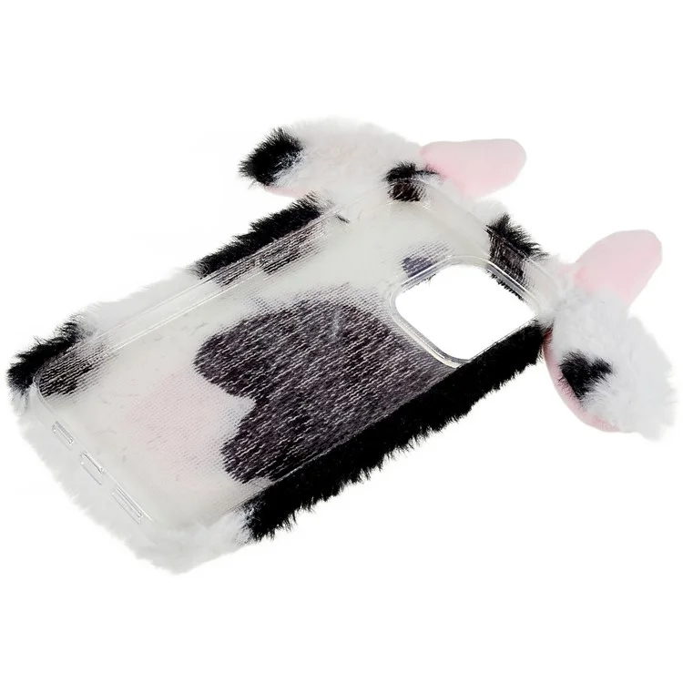 Per Iphone 14 Pro Cute Milk Cow Oren Winter Furry TPU TPU Case di Telefono Invernale Shell di Protezione - Nero
