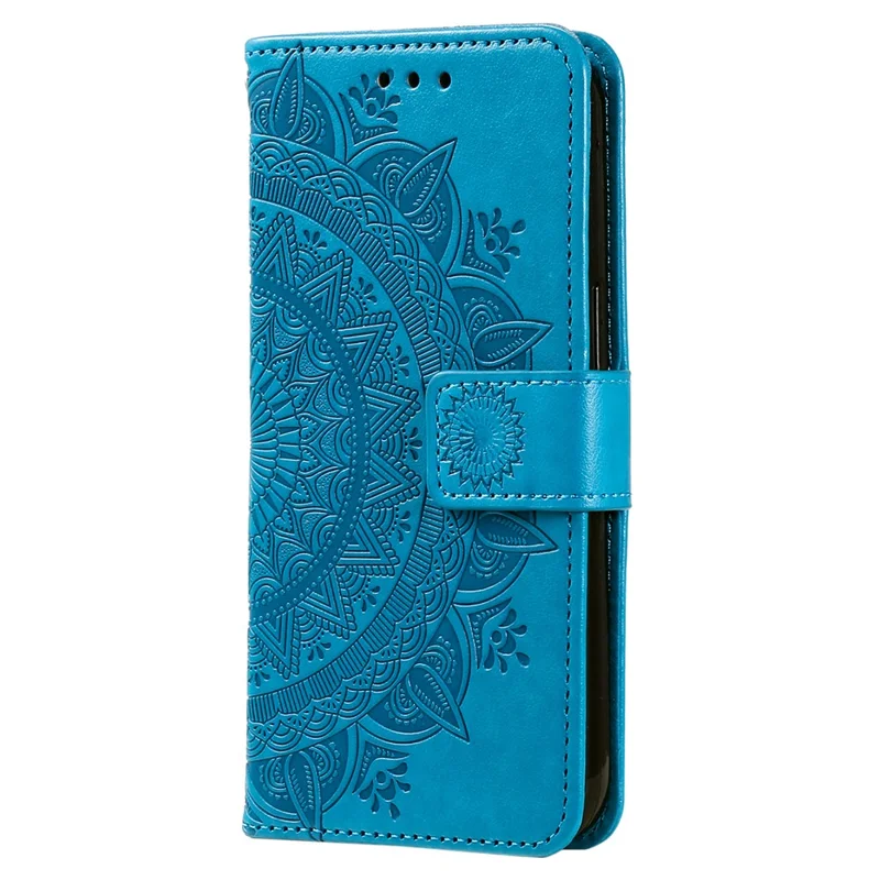 For Samsung Galaxy A36 5G Case Imprinted Totem PU Leather Wallet Stand Phone Cover - Blue