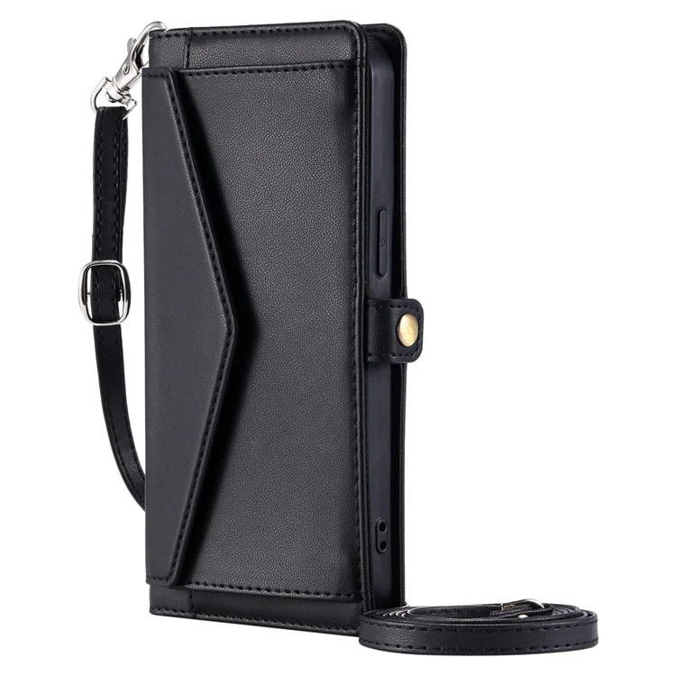 For Samsung Galaxy A36 5G Leather Case Wallet Stand Phone Cover with Straps - Black