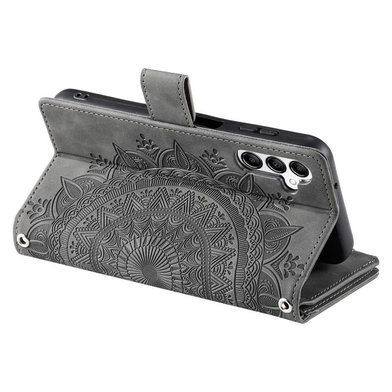 Style 006 For Samsung Galaxy A36 5G Wallet Case PU Leather Phone Cover Mandala Flower Pattern - Grey