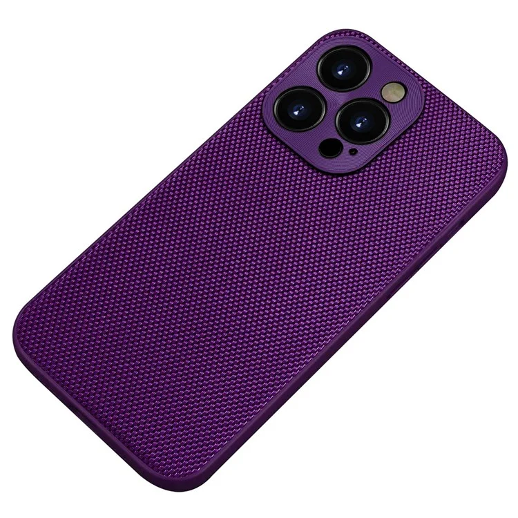 For iPhone 14 Plus Anti-drop Nylon Coated Flexible TPU Slim Phone Case Cellphone Protective Back Cover - Purple