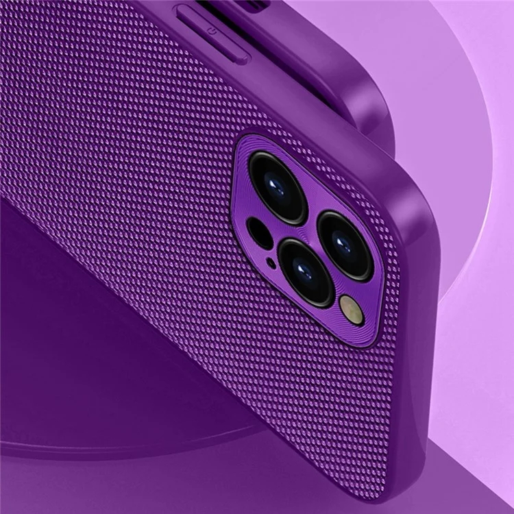 For iPhone 14 Plus Anti-drop Nylon Coated Flexible TPU Slim Phone Case Cellphone Protective Back Cover - Purple