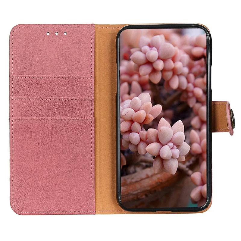 KHAZNEH For OnePlus 13 Wallet Case Cowhide Texture Leather Flip Phone Cover - Pink