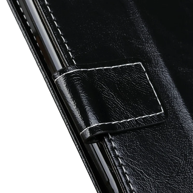 غطاء جلد لهاتف OnePlus 13، غطاء محفظة بملمس جلد الحصان المجنون - أسود