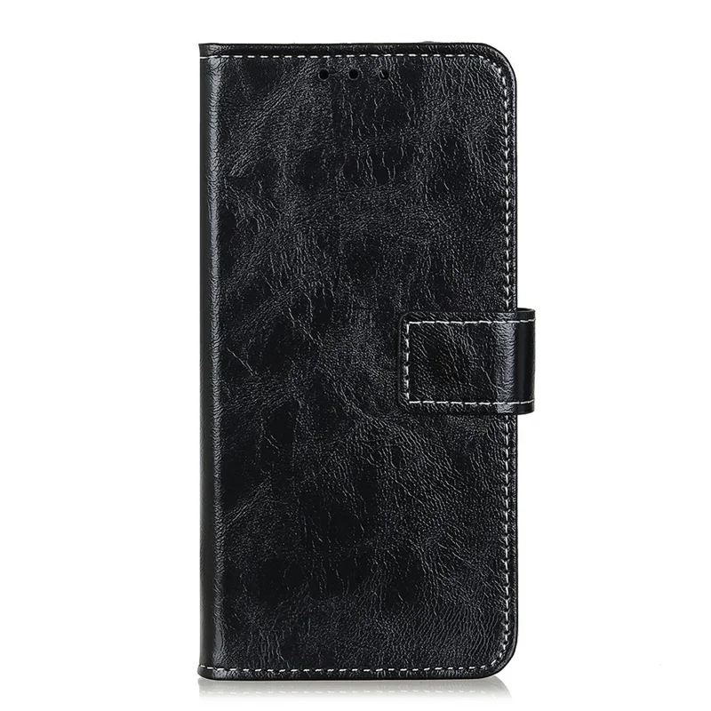 For Motorola Moto G75 5G Leather Case Wallet Phone Cover Crazy Horse Texture - Black