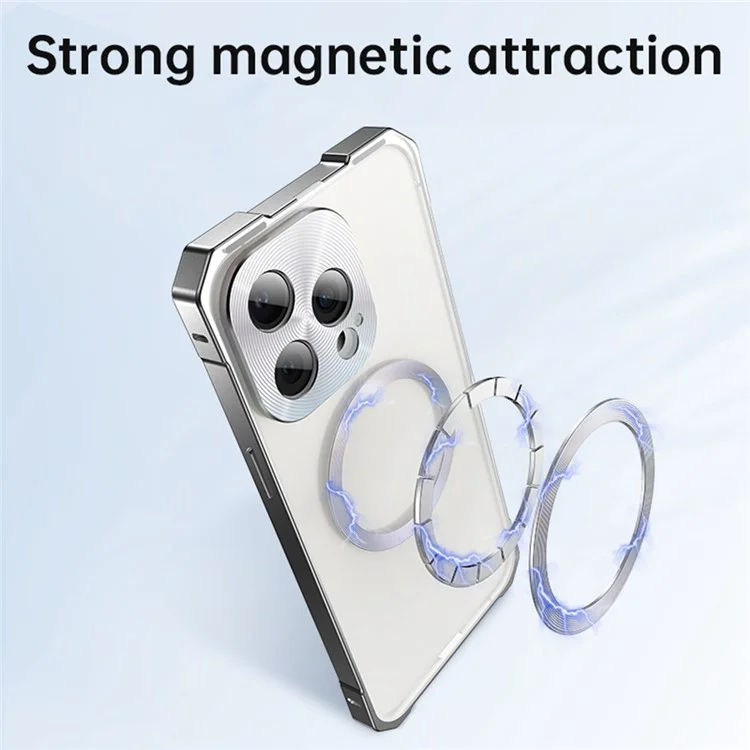 For iPhone 16 Pro Case Compatible with MagSafe Hard PC Metal Frame Frosted Phone Back Cover - Titanium