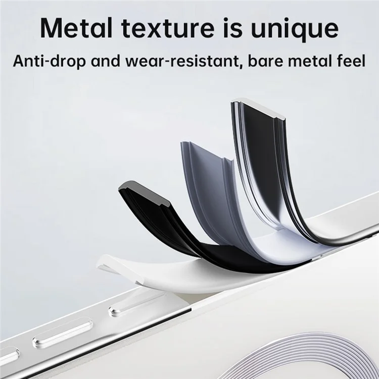For iPhone 16 Pro Case Compatible with MagSafe Hard PC Metal Frame Frosted Phone Back Cover - Titanium
