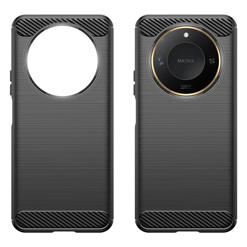 For Honor X60 5G Case Carbon Fiber Texture Brushed Anti Fingerprint Phone Back Cover - Black