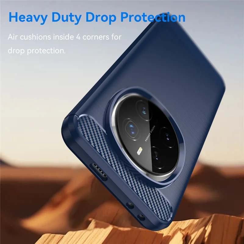 For Honor Magic7 Pro 5G Case Carbon Fiber Texture Brushed Anti Fingerprint Phone Back Cover - Blue