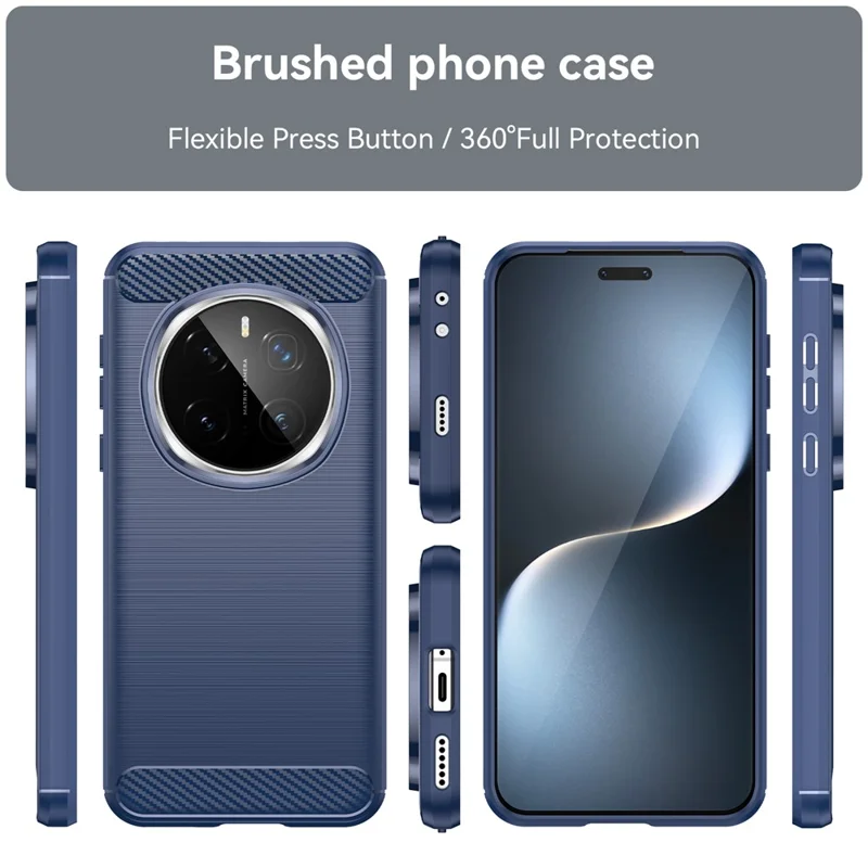 For Honor Magic7 Pro 5G Case Carbon Fiber Texture Brushed Anti Fingerprint Phone Back Cover - Blue