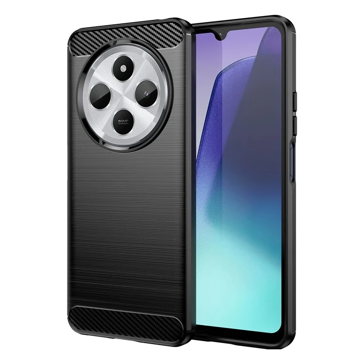 For Xiaomi Redmi 14C 4G Case Carbon Fiber Texture Brushed Anti Fingerprint Phone Back Cover - Schwarz
