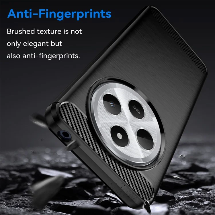 For Xiaomi Redmi 14C 4G Case Carbon Fiber Texture Brushed Anti Fingerprint Phone Back Cover - Schwarz