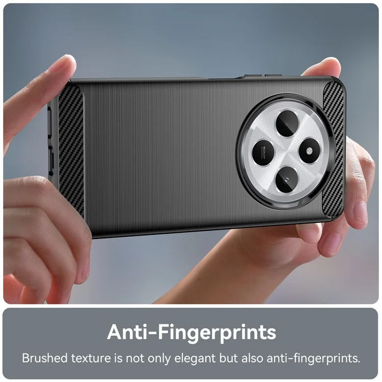For Xiaomi Redmi 14C 4G Case Carbon Fiber Texture Brushed Anti Fingerprint Phone Back Cover - Schwarz