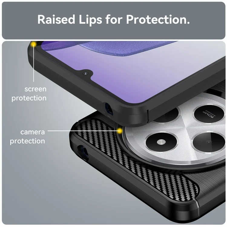 For Xiaomi Redmi 14C 4G Case Carbon Fiber Texture Brushed Anti Fingerprint Phone Back Cover - Schwarz