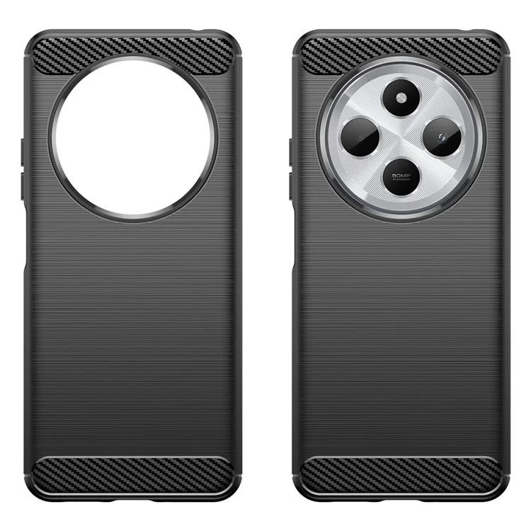 For Xiaomi Redmi 14C 4G Case Carbon Fiber Texture Brushed Anti Fingerprint Phone Back Cover - Schwarz