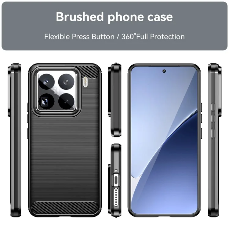 Capa para Xiaomi 15 Pro com textura de fibra de carbono, escovada e antiimpressão digital - Preta