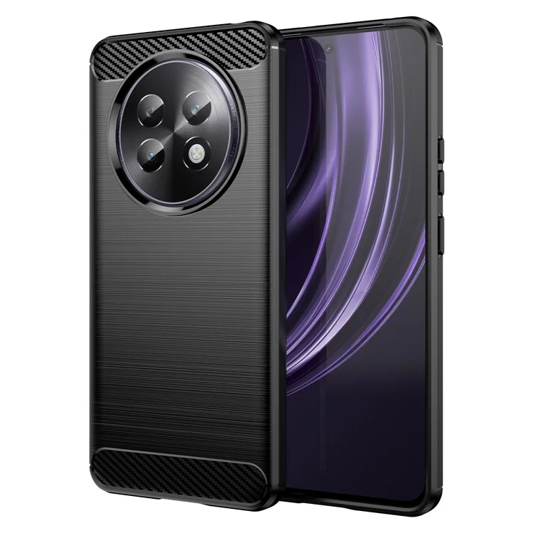 For Realme Realme 13+ 5G / 13 Pro 5G (China) Case Carbon Fiber Texture Brushed Anti Fingerprint Phone Back Cover - Black