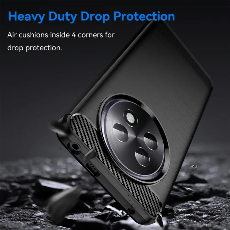 For Realme Realme 13+ 5G / 13 Pro 5G (China) Case Carbon Fiber Texture Brushed Anti Fingerprint Phone Back Cover - Black