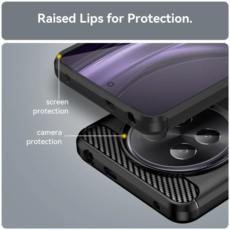 For Realme Realme 13+ 5G / 13 Pro 5G (China) Case Carbon Fiber Texture Brushed Anti Fingerprint Phone Back Cover - Black